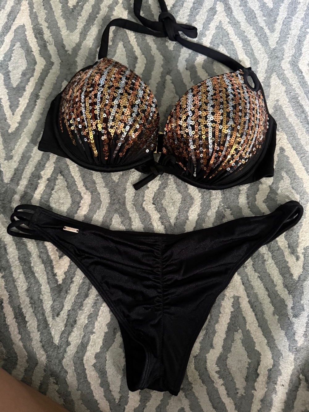 Black sequin Victoria secret bikini